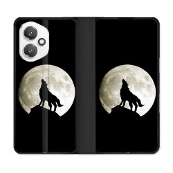 Housse cuir portefeuille Pour Honor 400 5G Animal Loup Noir
