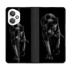 Housse cuir portefeuille Pour Honor 400 5G Animal Panthère Noire