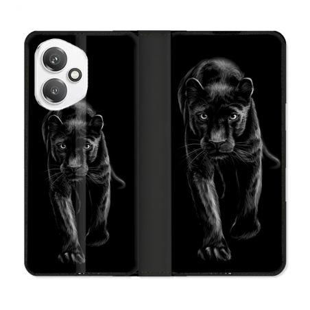 Housse cuir portefeuille Pour Honor 400 5G Animal Panthère Noire