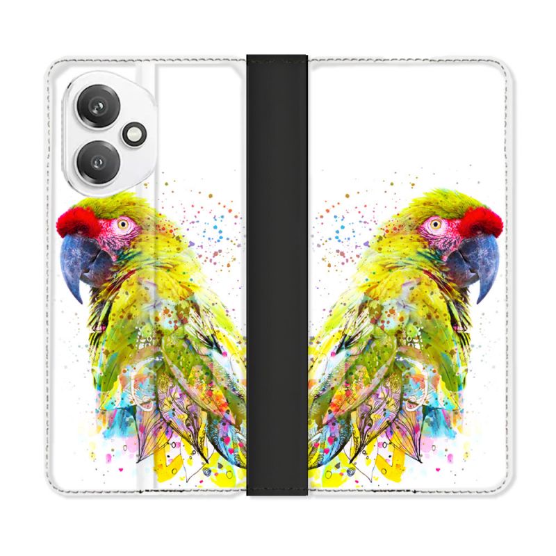 Housse cuir portefeuille Pour Honor 400 5G Animal Perroquet Jaune
