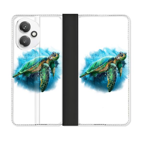 Housse cuir portefeuille Pour Honor 400 5G Animal Tortue Blanche multicolore