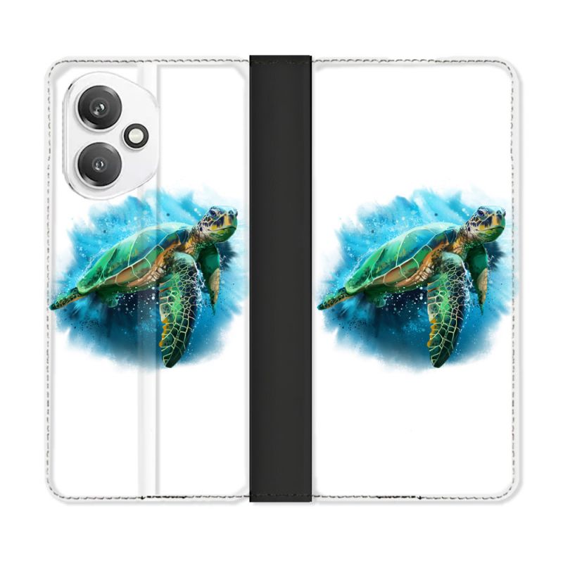 Housse cuir portefeuille Pour Honor 400 5G Animal Tortue Blanche multicolore