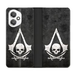 Housse cuir portefeuille Pour Honor 400 5G Assassin Creed Tete Mort