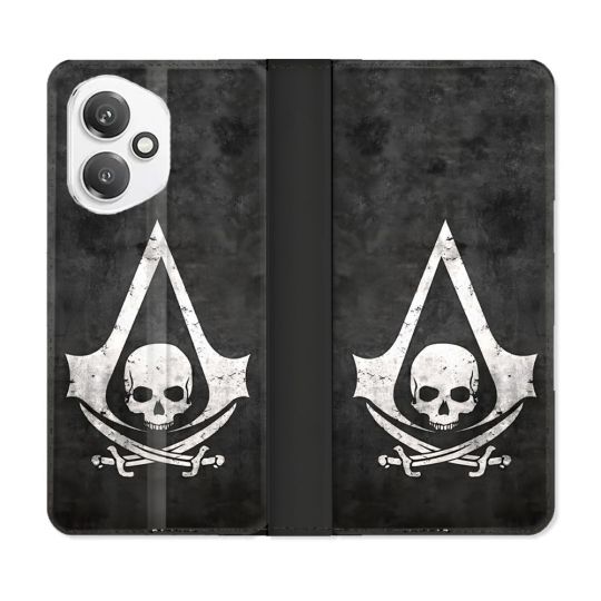 Housse cuir portefeuille Pour Honor 400 5G Assassin Creed Tete Mort