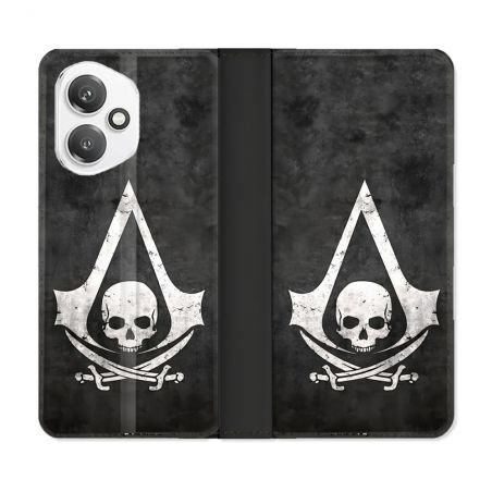 Housse cuir portefeuille Pour Honor 400 5G Assassin Creed Tete Mort