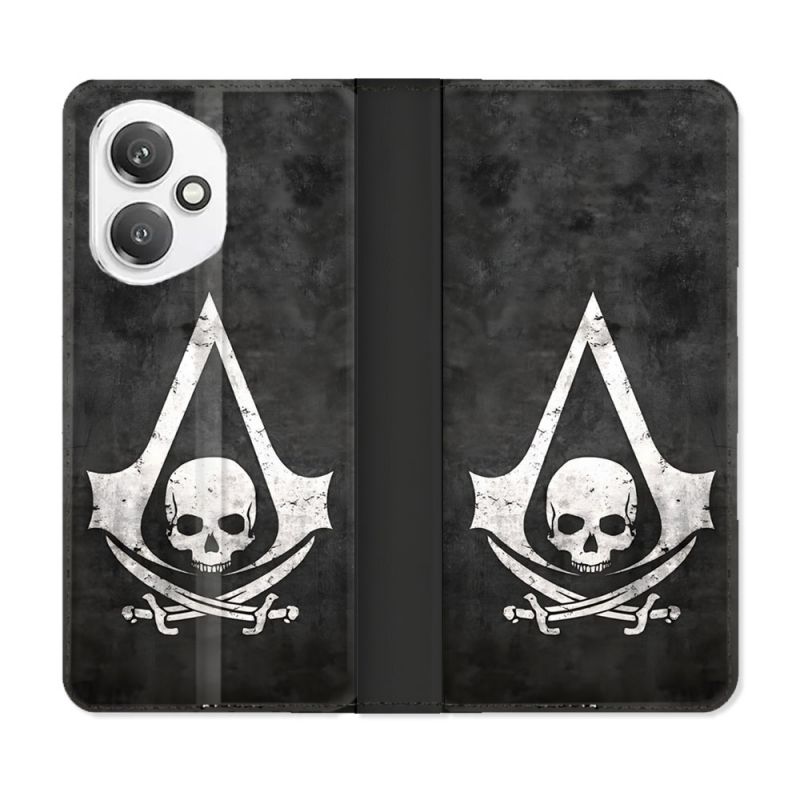 Housse cuir portefeuille Pour Honor 400 5G Assassin Creed Tete Mort