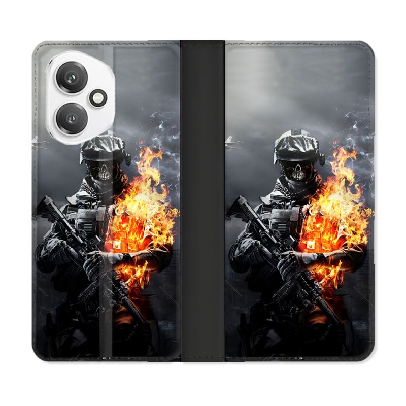 Housse cuir portefeuille Pour Honor 400 5G Call Of Duty Squelette