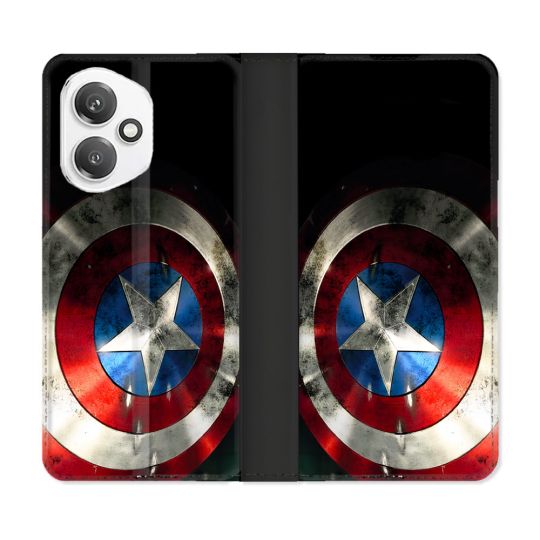 Housse cuir portefeuille Pour Honor 400 5G Captain America Bouclier