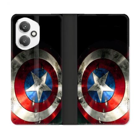 Housse cuir portefeuille Pour Honor 400 5G Captain America Bouclier