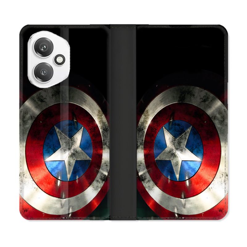Housse cuir portefeuille Pour Honor 400 5G Captain America Bouclier