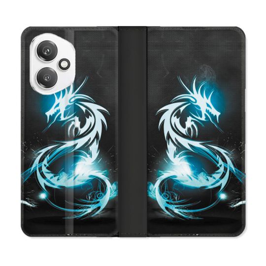 Housse cuir portefeuille Pour Honor 400 5G Fantastique Dragon Bleu