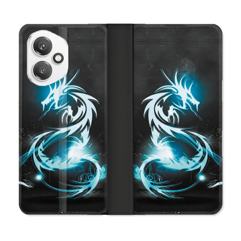 Housse cuir portefeuille Pour Honor 400 5G Fantastique Dragon Bleu