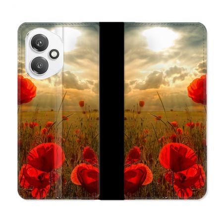 Housse cuir portefeuille Pour Honor 400 5G Fleur Coquelicot