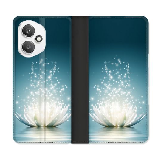 Housse cuir portefeuille Pour Honor 400 5G Fleur Lotus Blanc