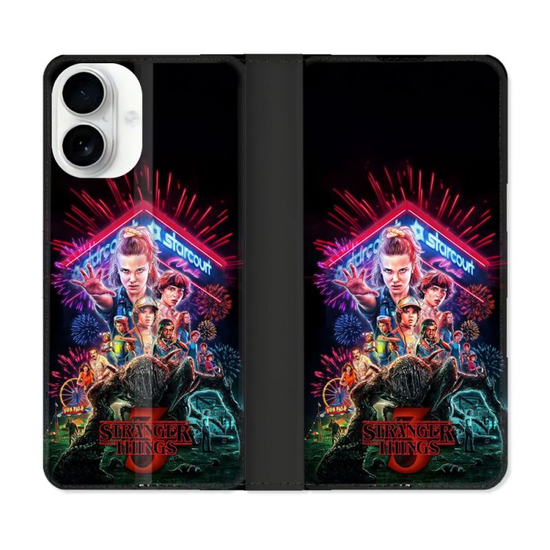 Housse cuir portefeuille Pour Iphone 17 Stranger Things Affiche 3