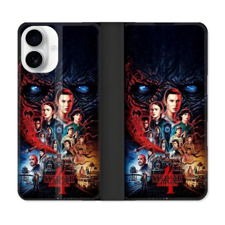 Housse cuir portefeuille Pour Iphone 17 Stranger Things Affiche 4