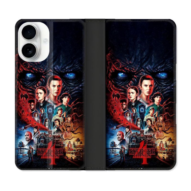 Housse cuir portefeuille Pour Iphone 17 Stranger Things Affiche 4