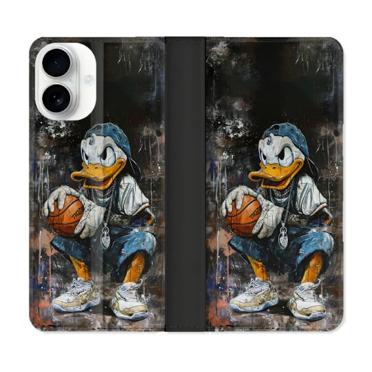 Housse cuir portefeuille Pour Iphone 17 Street Art Donald Duck