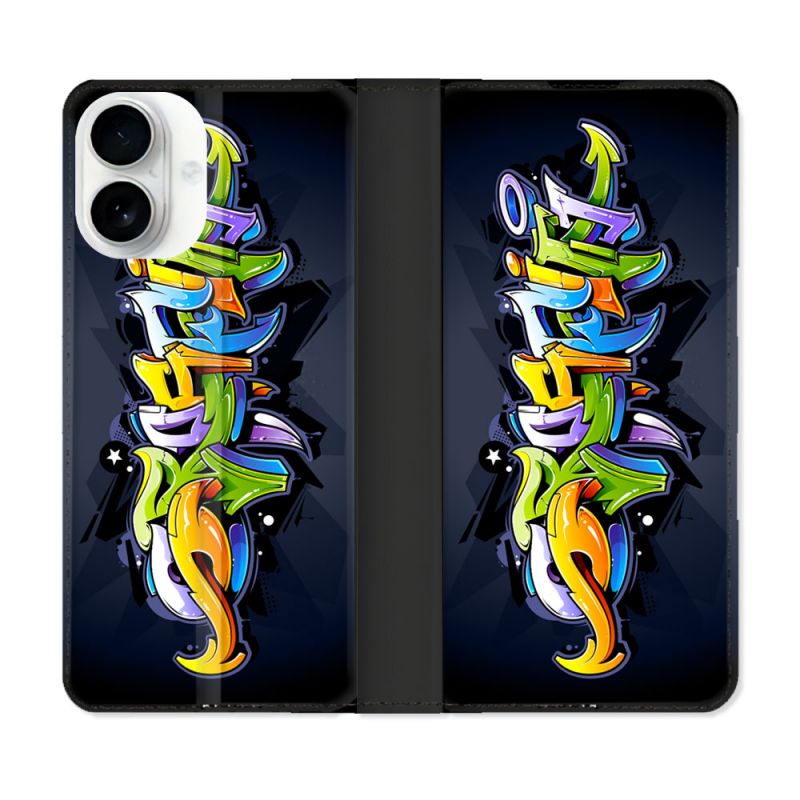 Housse cuir portefeuille Pour Iphone 17 Street Art Graffiti