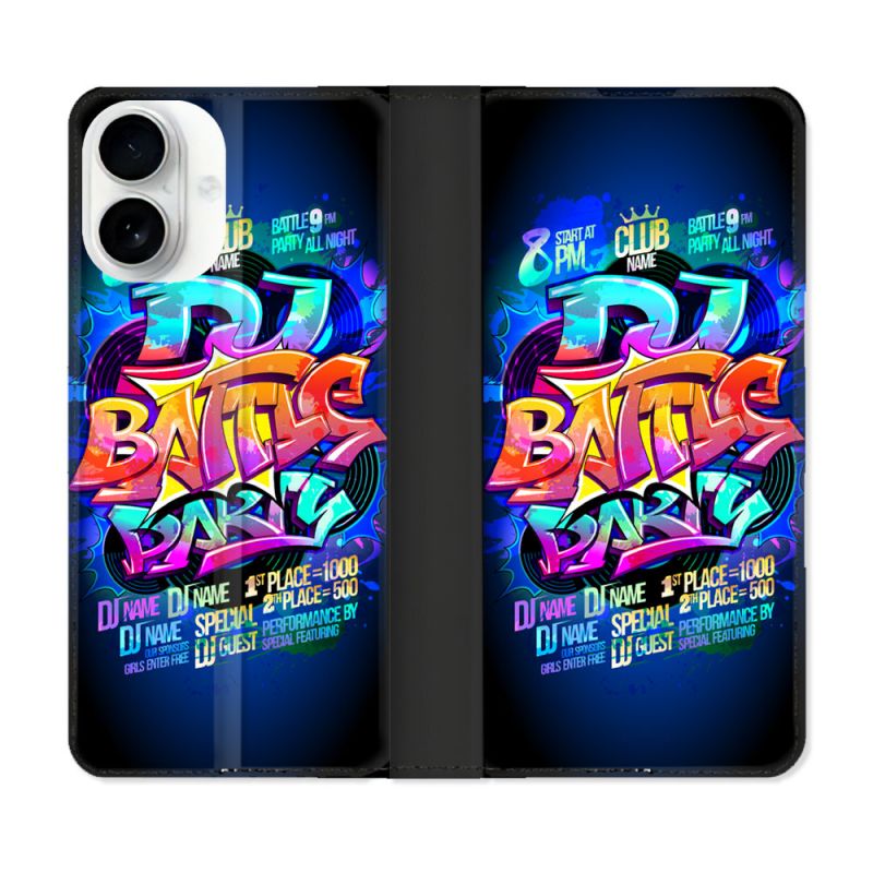 Housse cuir portefeuille Pour Iphone 17 Street Art Rap