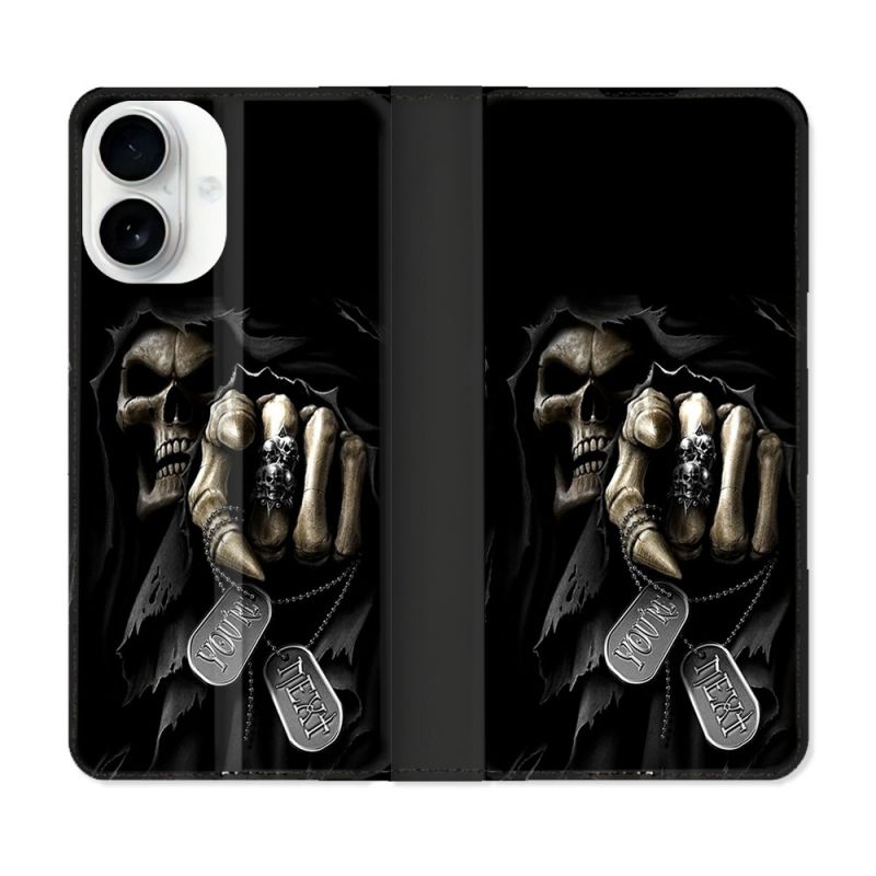 Housse cuir portefeuille Pour Iphone 17 Tete de Mort Your Next