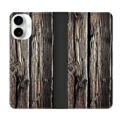 Housse cuir portefeuille Pour Iphone 17 Texture Bois