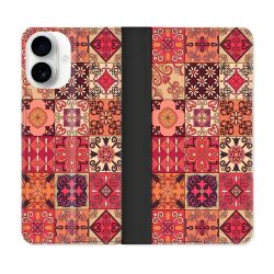 Housse cuir portefeuille Pour Iphone 17 Texture Carreau Ciment Rouge