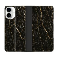 Housse cuir portefeuille Pour Iphone 17 Texture Marbre Noir