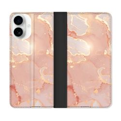 Housse cuir portefeuille Pour Iphone 17 Texture Marbre Rose