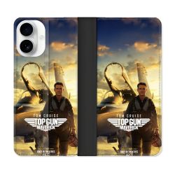 Housse cuir portefeuille Pour Iphone 17 Top Gun
