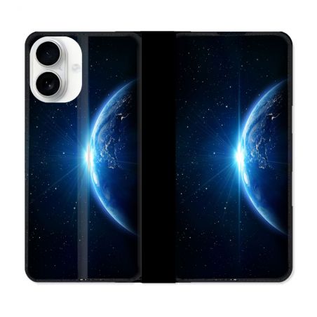 Housse cuir portefeuille Pour Iphone 17 Univers Planete Terre