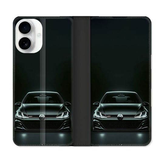 Housse cuir portefeuille Pour Iphone 17 Volkwagen Golf GTI