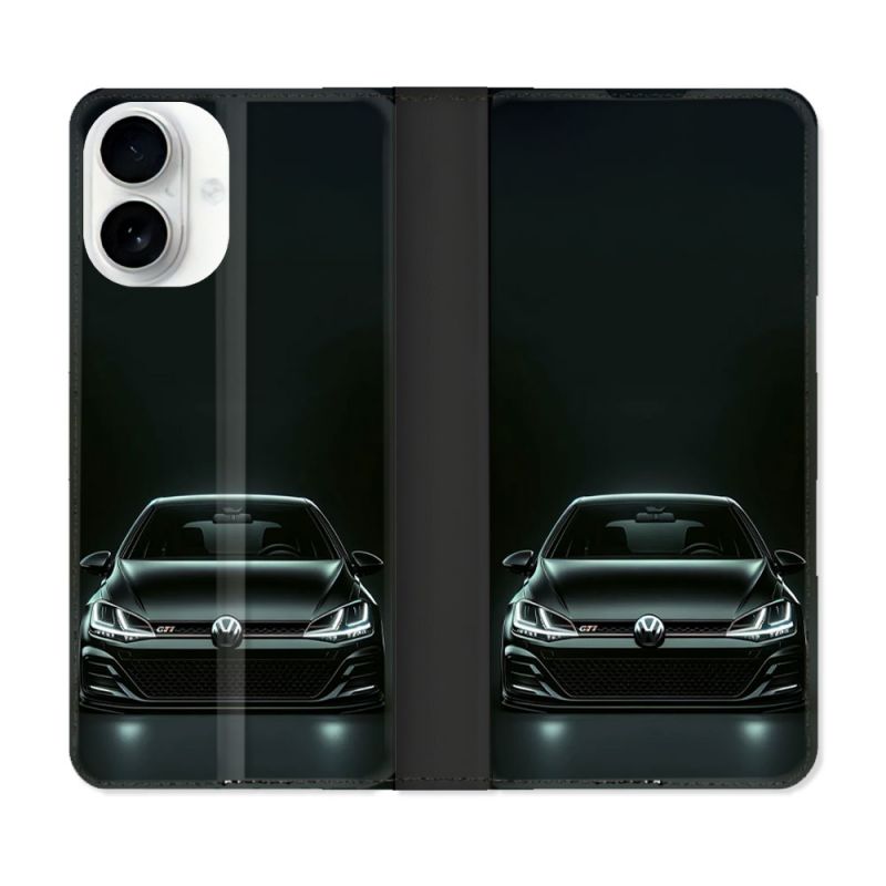 Housse cuir portefeuille Pour Iphone 17 Volkwagen Golf GTI