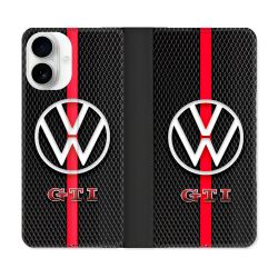 Housse cuir portefeuille Pour Iphone 17 Volkwagen Line