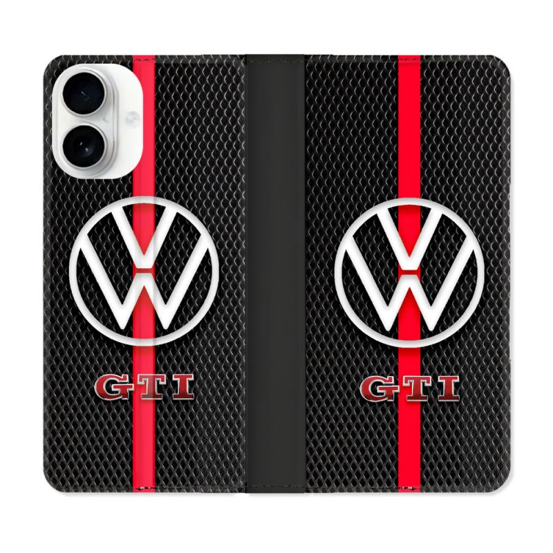 Housse cuir portefeuille Pour Iphone 17 Volkwagen Line