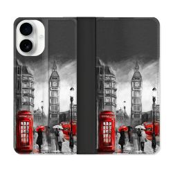 Housse cuir portefeuille Pour Iphone 17 Voyage Angleterre Londres Vintage