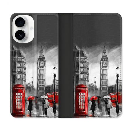 Housse cuir portefeuille Pour Iphone 17 Voyage Angleterre Londres Vintage
