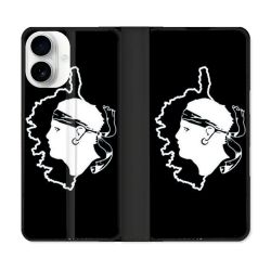 Housse cuir portefeuille Pour Iphone 17 Voyage Corse Noir