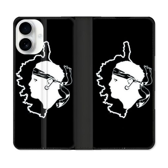 Housse cuir portefeuille Pour Iphone 17 Voyage Corse Noir