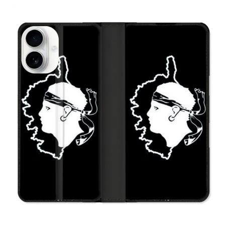 Housse cuir portefeuille Pour Iphone 17 Voyage Corse Noir