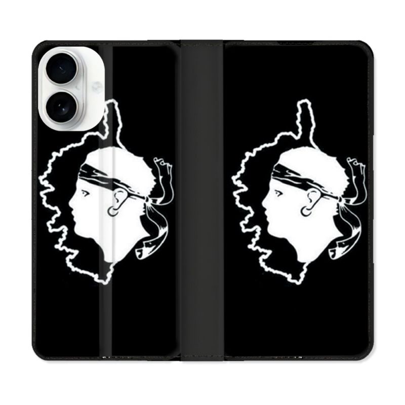 Housse cuir portefeuille Pour Iphone 17 Voyage Corse Noir