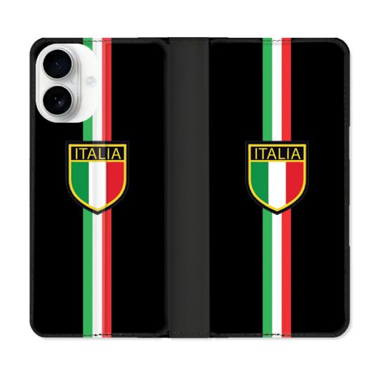 Housse cuir portefeuille Pour Iphone 17 Voyage Italie 3 Noir