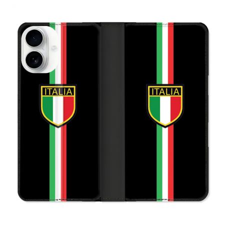 Housse cuir portefeuille Pour Iphone 17 Voyage Italie 3 Noir