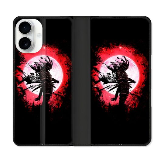 Housse cuir portefeuille Pour Iphone 17 Voyage Japon Samourai