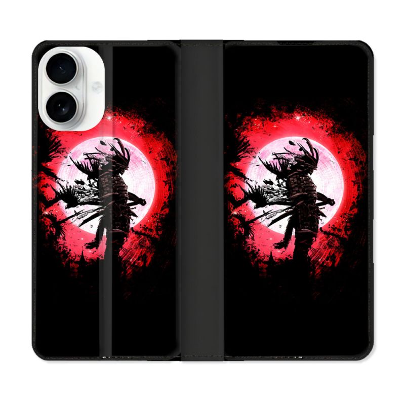 Housse cuir portefeuille Pour Iphone 17 Voyage Japon Samourai