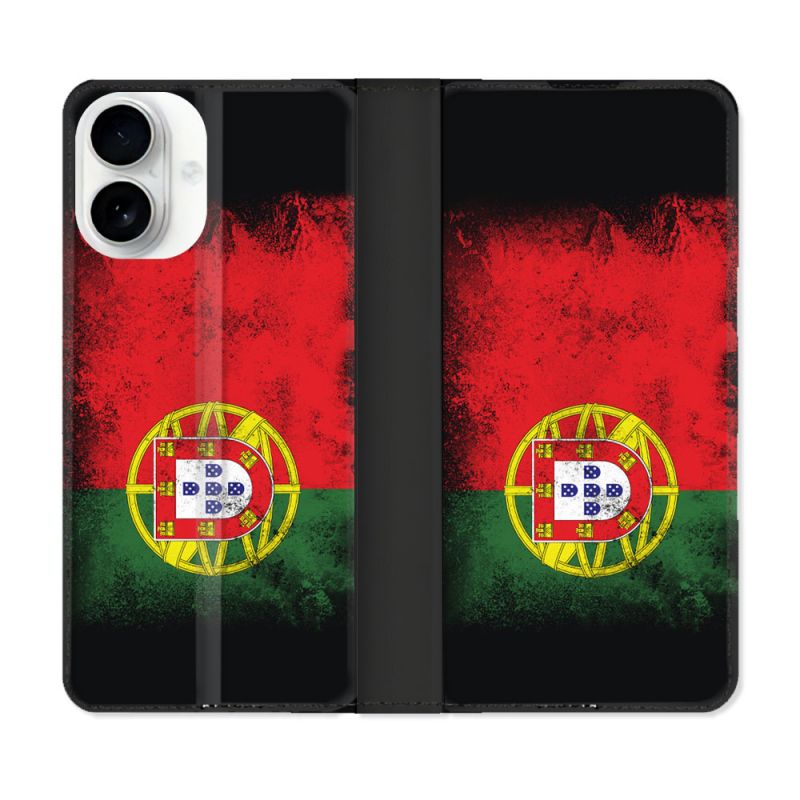 Housse cuir portefeuille Pour Iphone 17 Voyage Portugal Drapeau