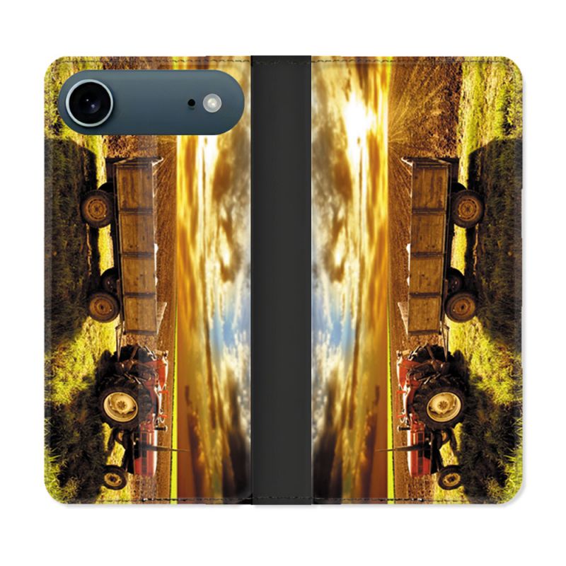 Housse cuir portefeuille Pour Iphone 17 Air Agriculture Tracteur Color