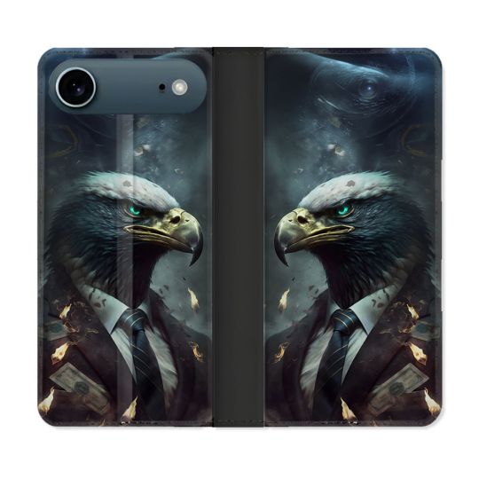 Housse cuir portefeuille Pour Iphone 17 Air Animal Aigle Business