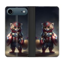 Housse cuir portefeuille Pour Iphone 17 Air Animal Chat America