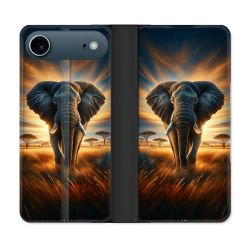 Housse cuir portefeuille Pour Iphone 17 Air Animal Elephant Savane
